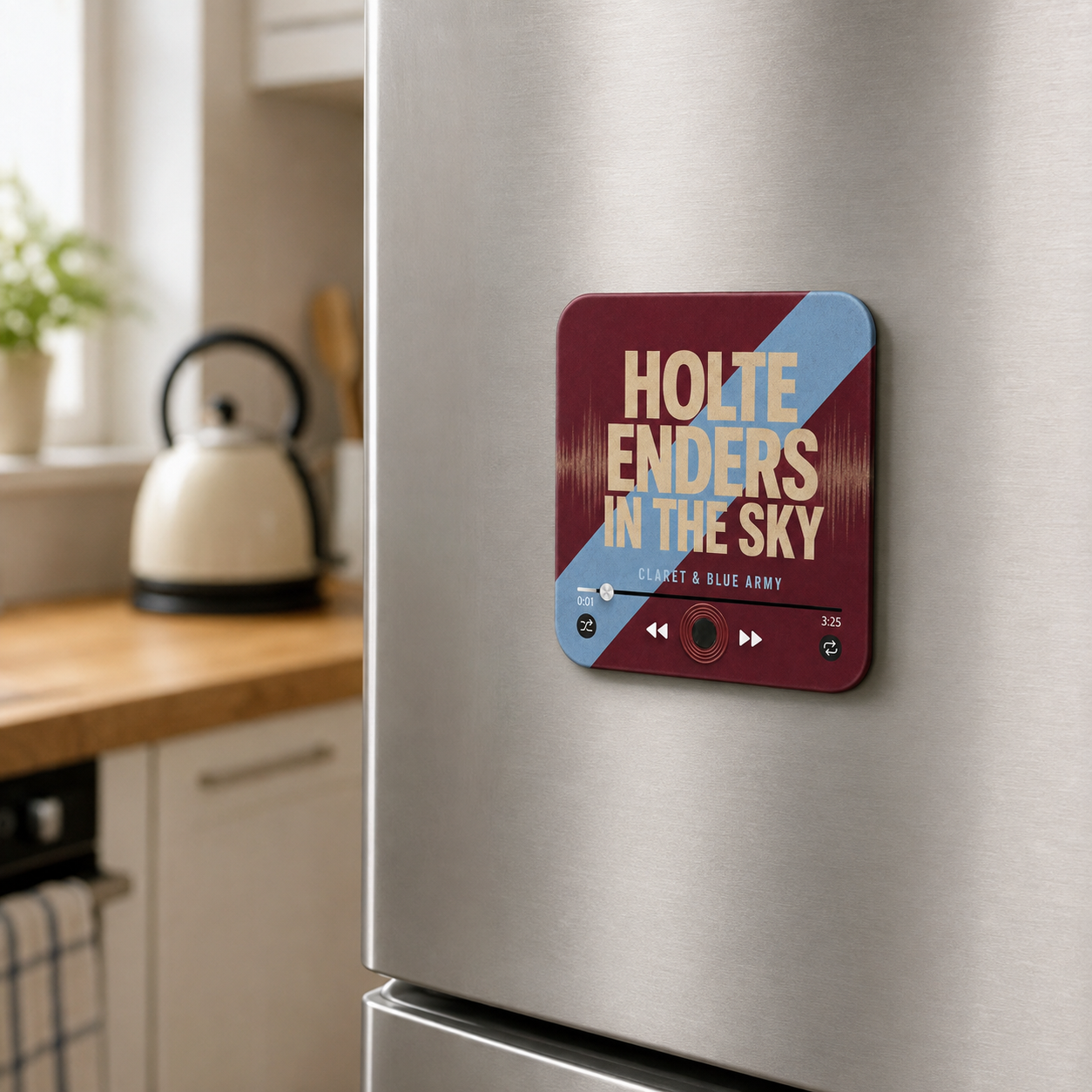 Birmingham Claret and Blue football sound magnet on a refrigerator