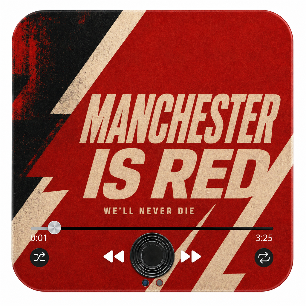 Manchester Is Red sound magnet with We'll Never Die subtitle