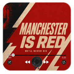 Manchester Is Red sound magnet with We'll Never Die subtitle